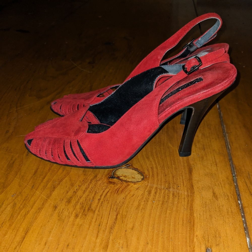 Via Spiga Red Suede Heart Heels